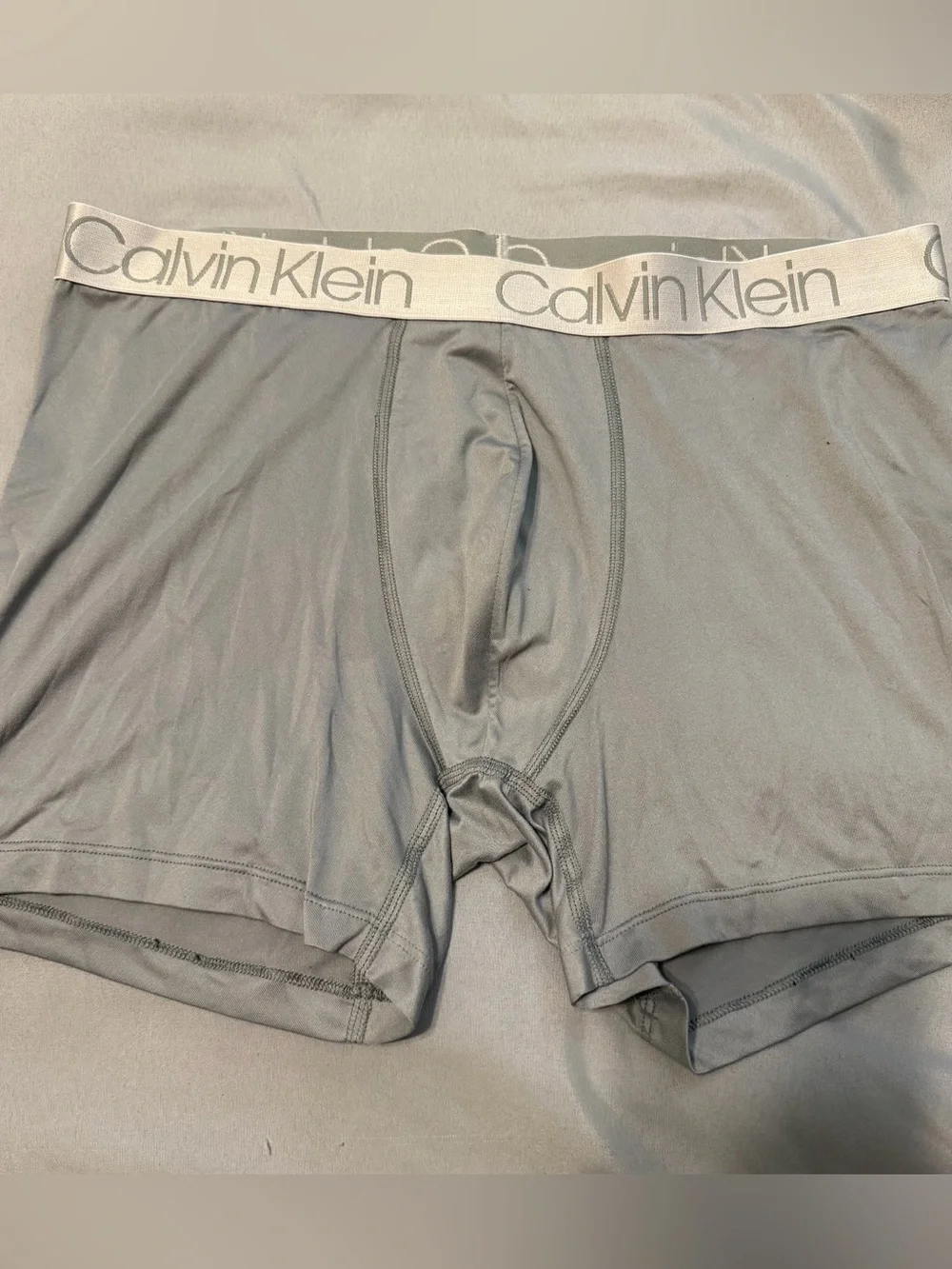 Calvin Klein Light Gray Men’s Boxer Briefs with White Logo Waistband